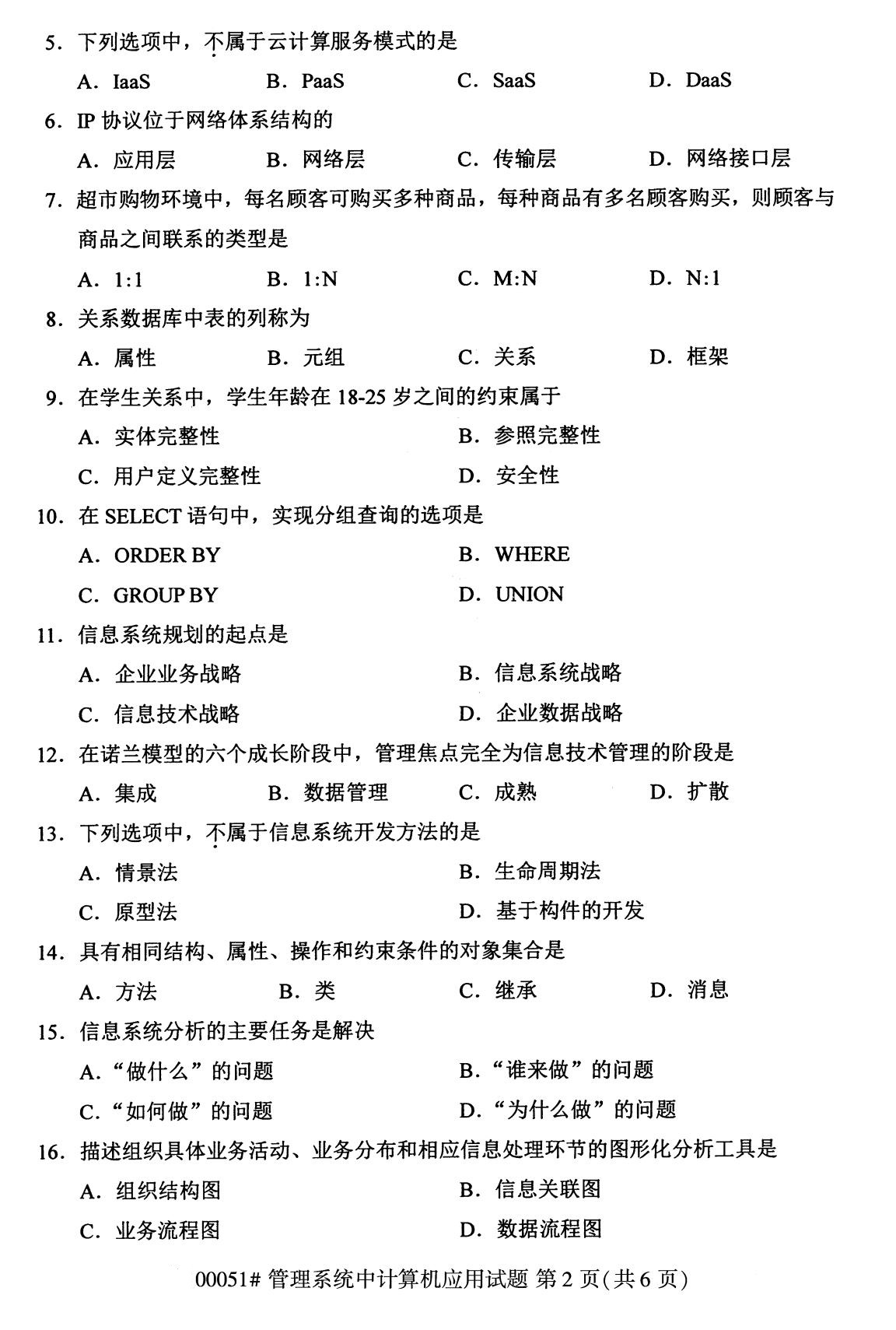 下面是2020年8月全國自考本科管理系統(tǒng)中計(jì)算機(jī)應(yīng)用（00051）試題，掃描下面二維碼，關(guān)注微信公眾號(hào)，回復(fù)關(guān)鍵詞“自考真題”，獲取“8月全國自考試卷匯總。